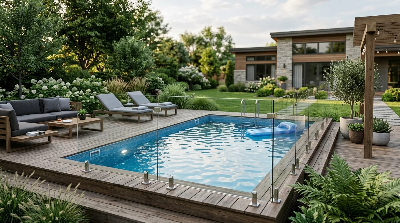 Pool Area Softened With Planting